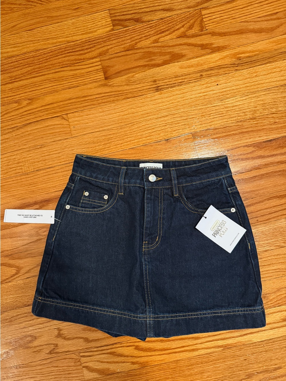 Princess Polly Gazelle Denim Skort Dark Indigo Size 2 NWT